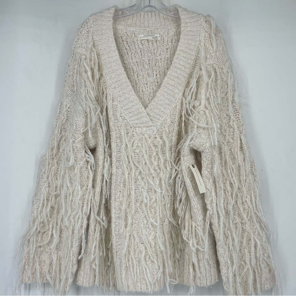 Anthropologie Cream V-Neck Sweater - Picture 8 of 14